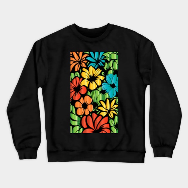 Bright Pretty Flowers Crewneck Sweatshirt by ArtFactoryAI